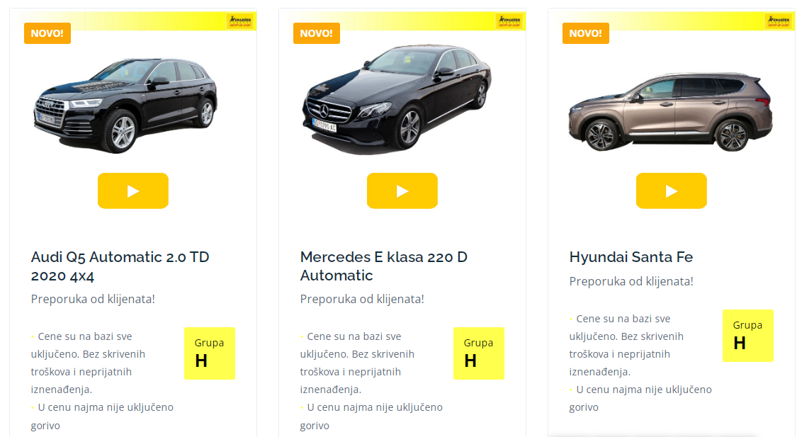 menadzer rent a car, automobili 